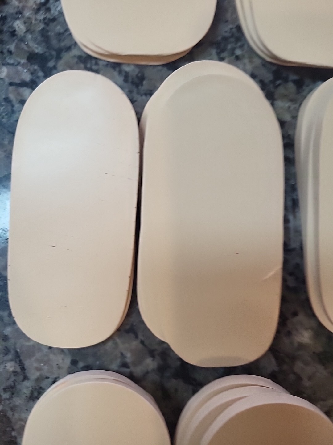 Lot of 71 new Rubber Heel Lifts by G & W Heel lifts cream colored various sizes