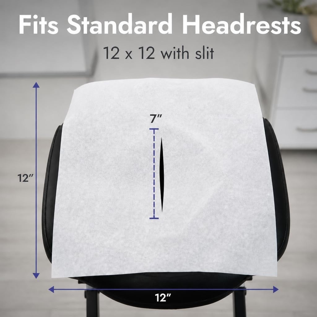 Chiropractic Massage Exam Headrest Sheets 12″x12″ with 7″ Slit – 1,000 Pack