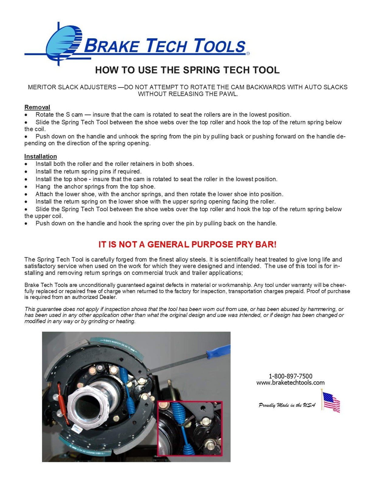 Brake Tech Tools Made In America Original Brake Spring Tech Tool For Quick Safe