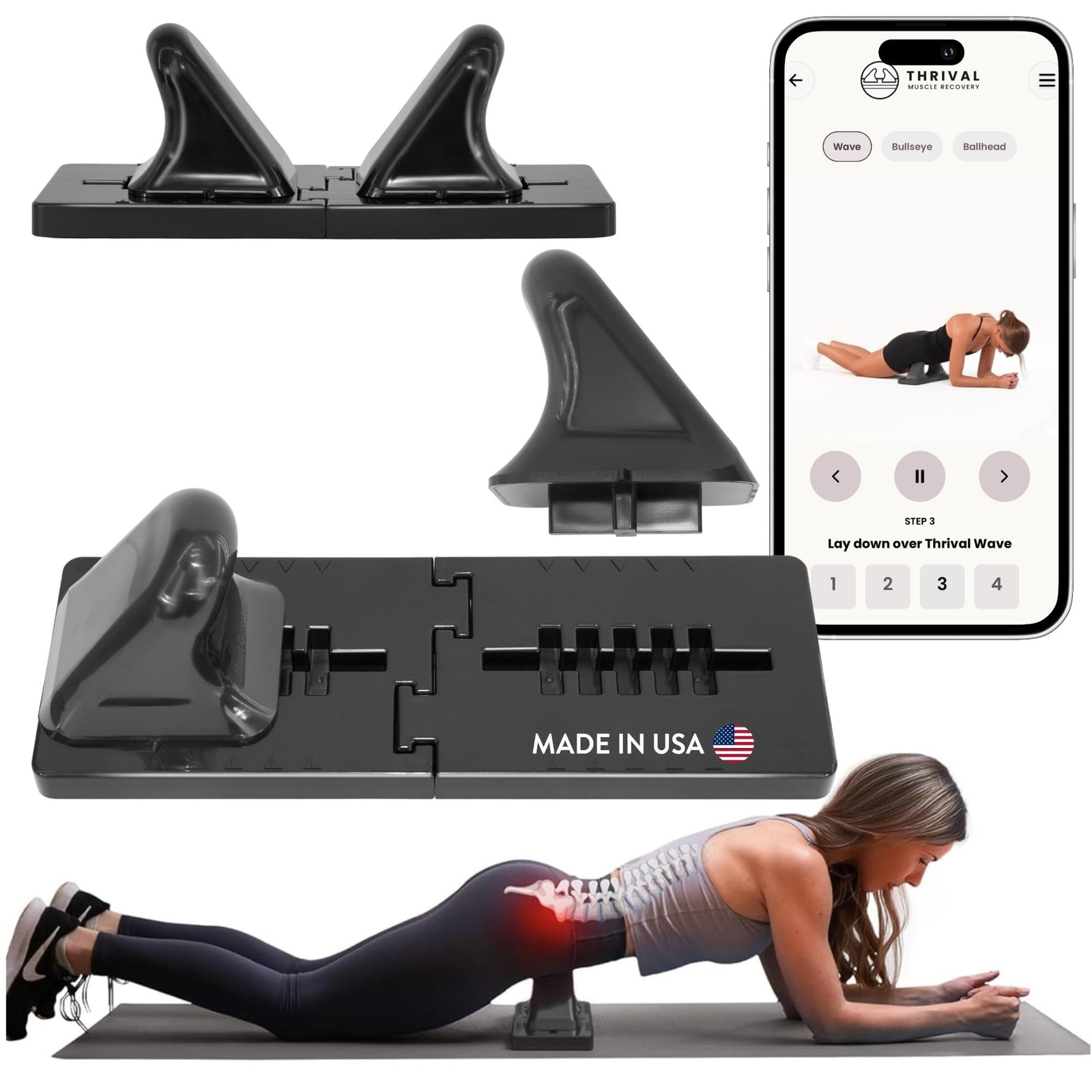 Thrival Wave – Fully Adjustable Psoas Muscle Wave, Carbon Black