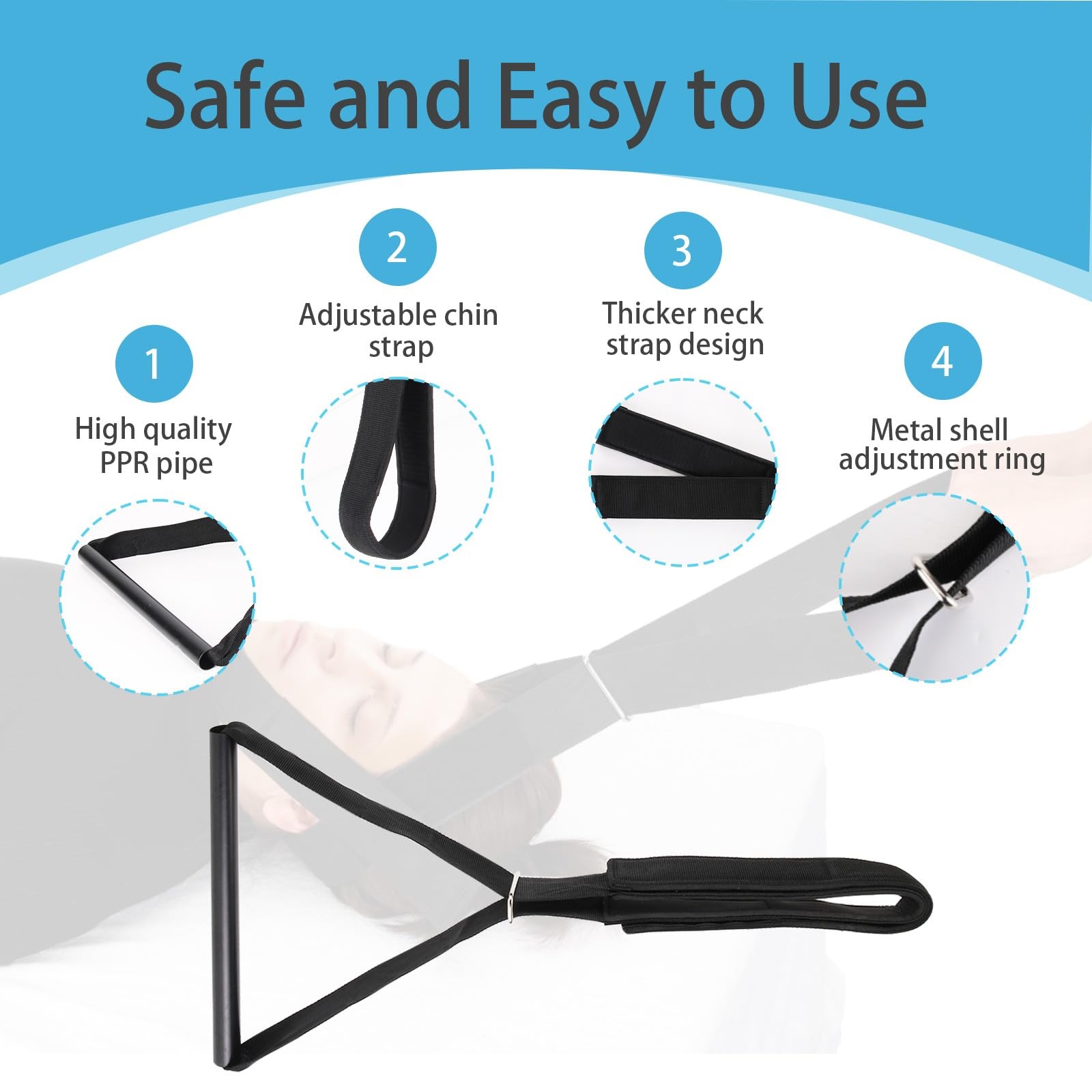 Y Neck Strap Chiropractor Pull Device,Neck Stretcher Strap,Neck Black