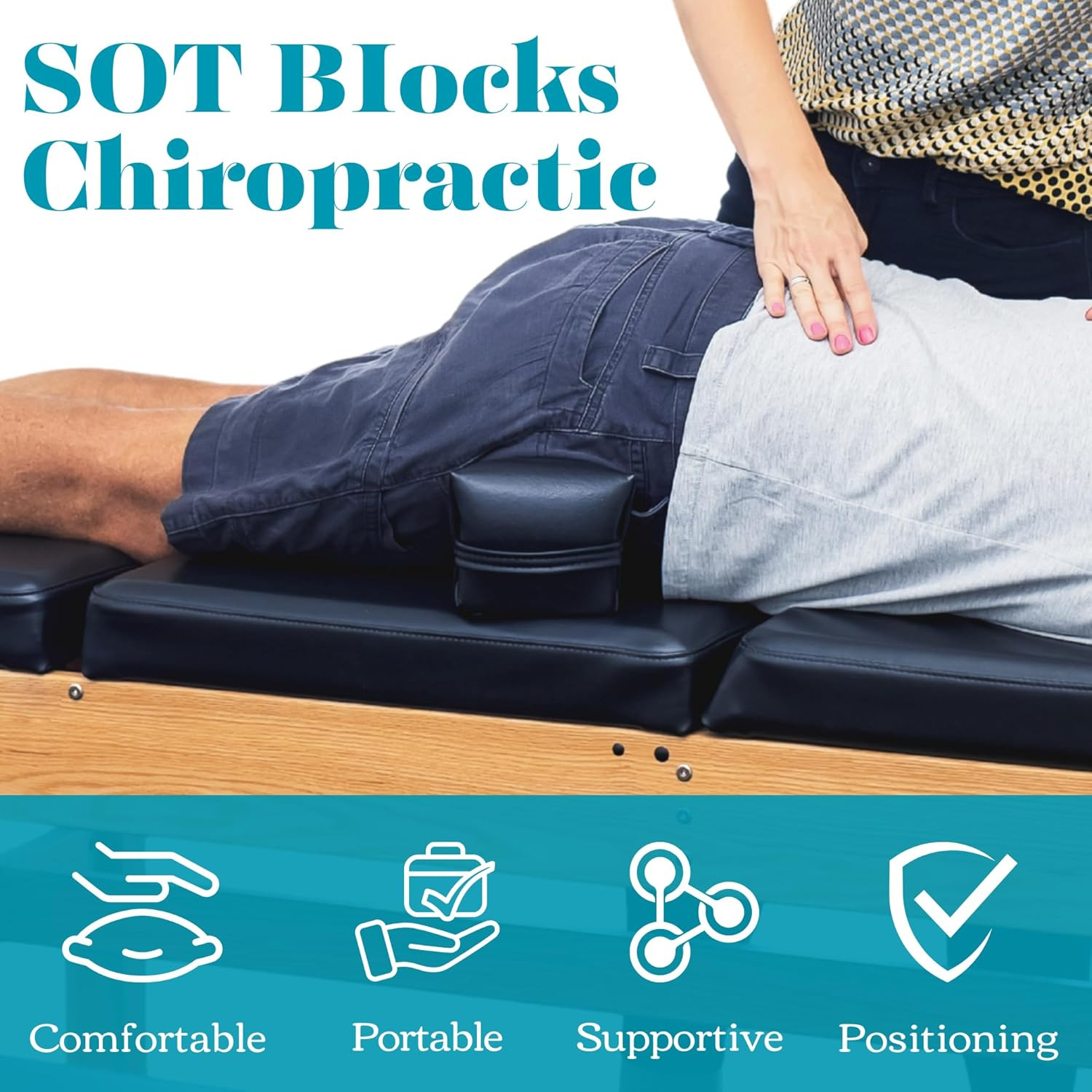 Comfortable Chiropractic Pelvic Blocks Wedges – Enhanced Support (Matte Black)