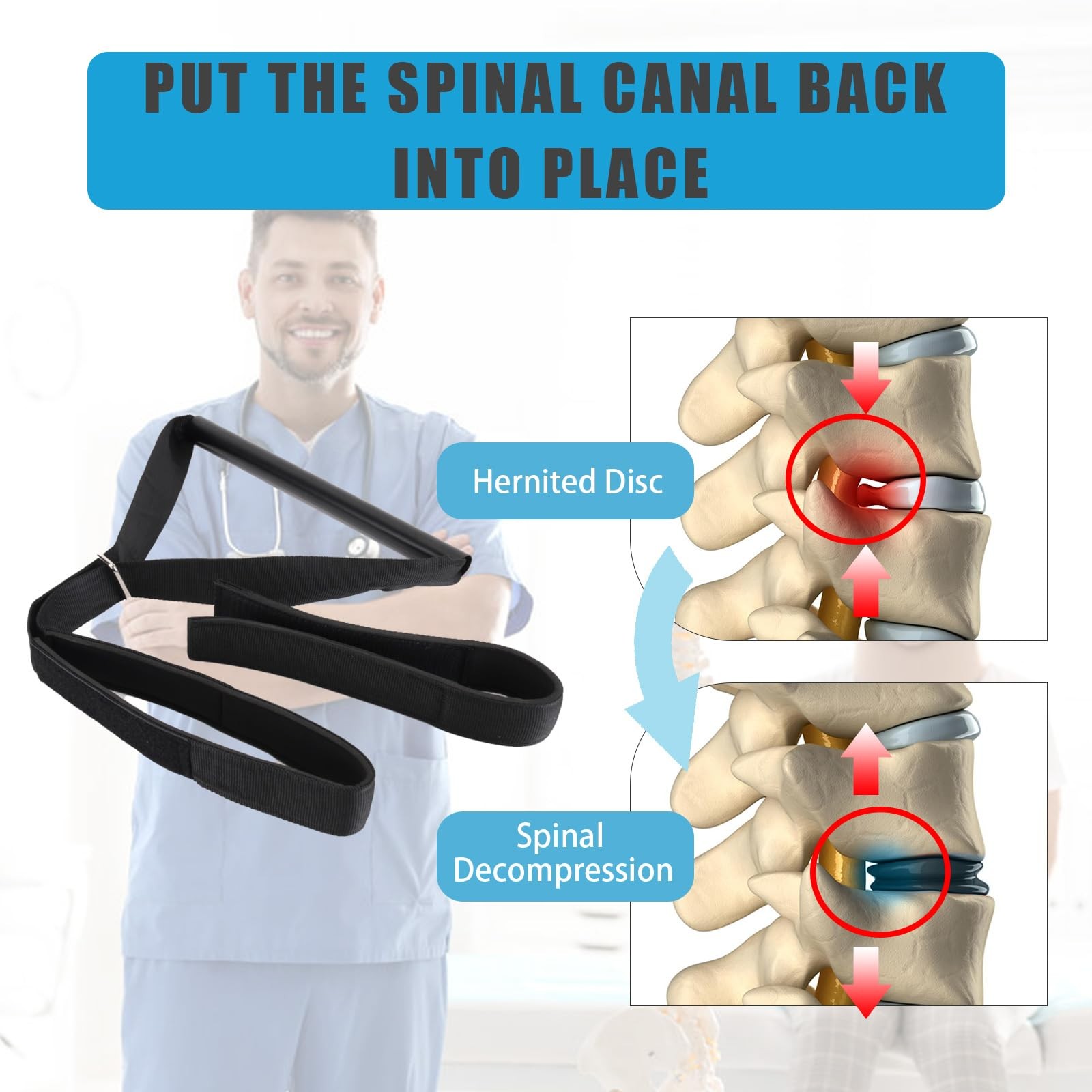 Y Neck Strap Chiropractor Pull Device,Neck Stretcher Strap,Neck Black