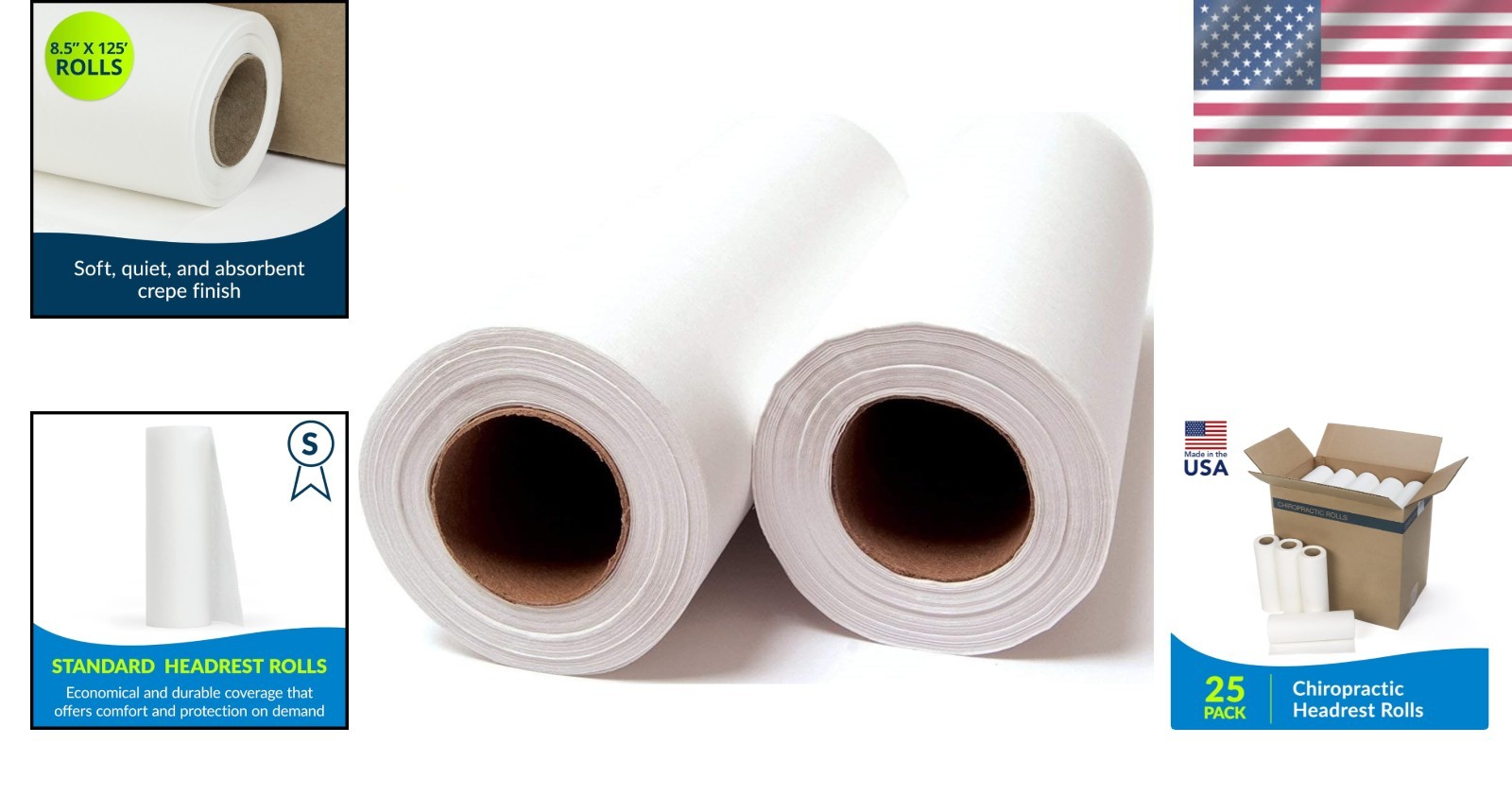 Avalon White Chiropractic Headrest Paper Roll, 25 Count – Hygiene Care