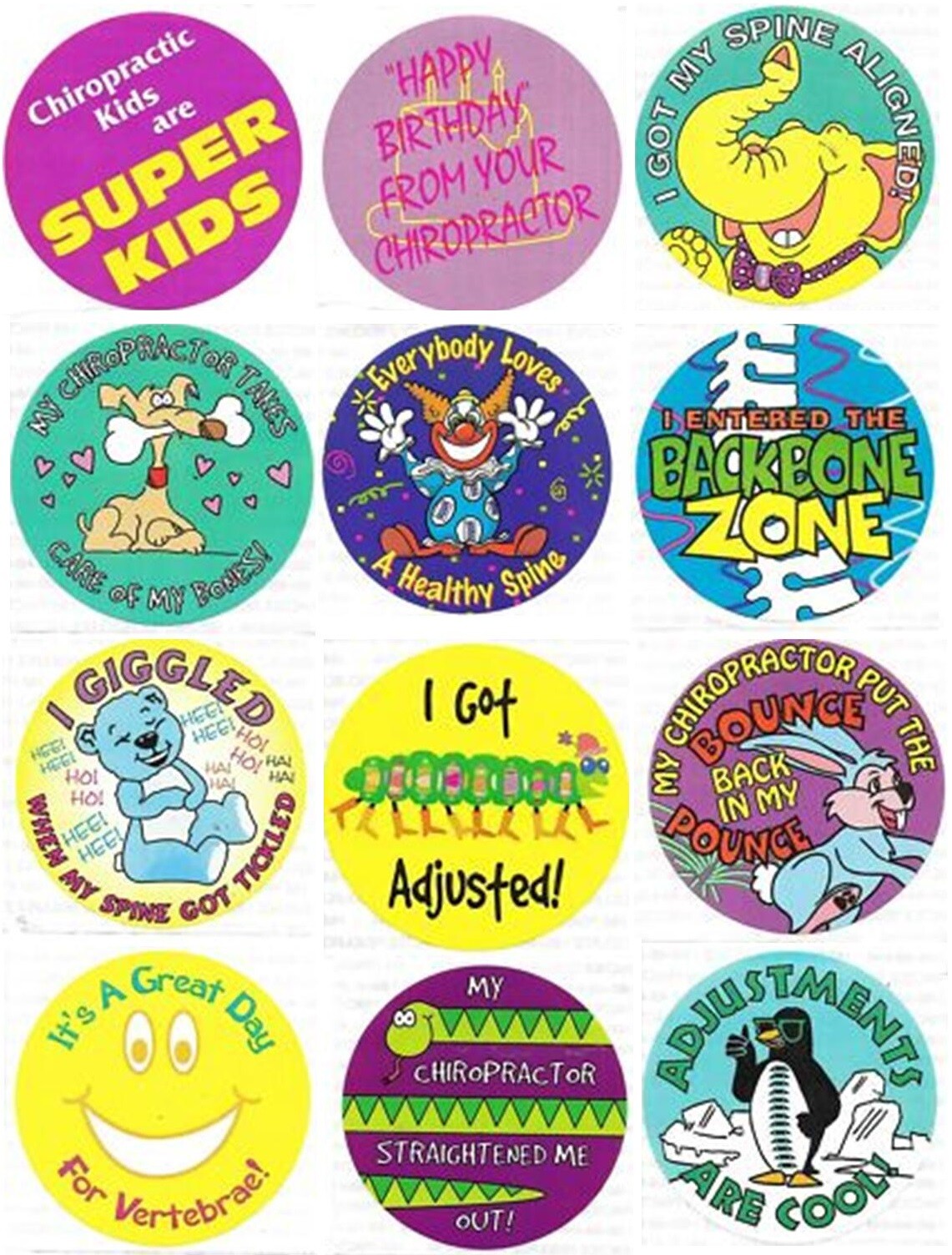 Chiropractic Kids’ Stickers ~ Lots Of 50 ~ Scores To Choose From ~ NO SHIPPING!!