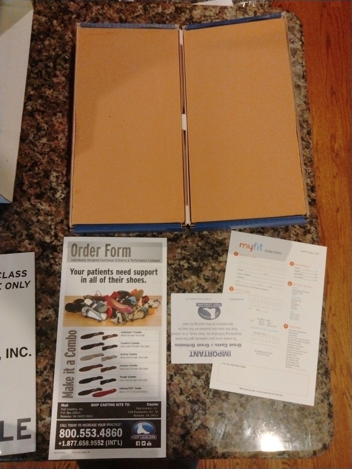 Lot of 6 new unused Foot LEVELERS orthotics casting kit w/order form, envelope
