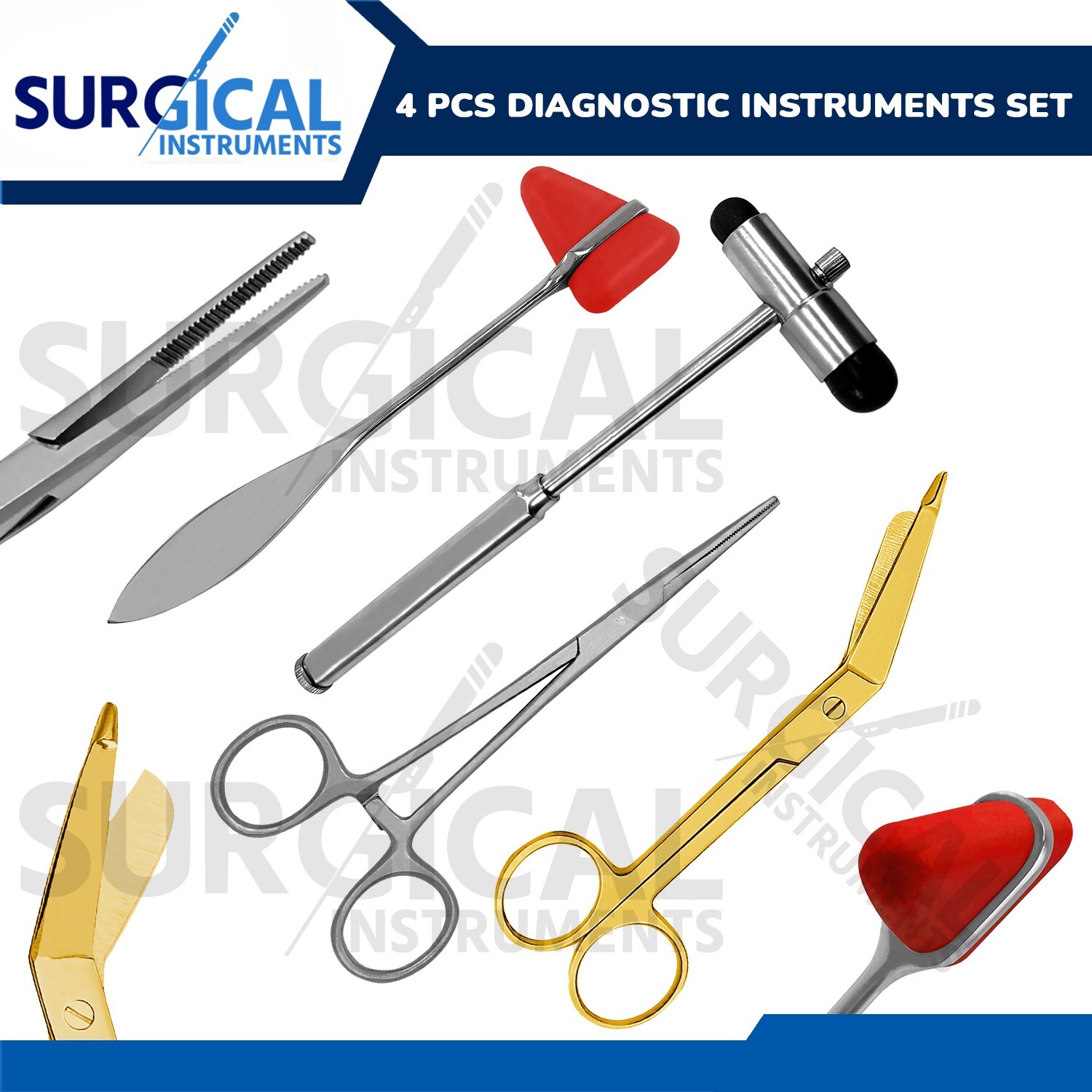 4 Pcs Diagnostic Instruments Sets Chiropractic Physical Stainless German Grade