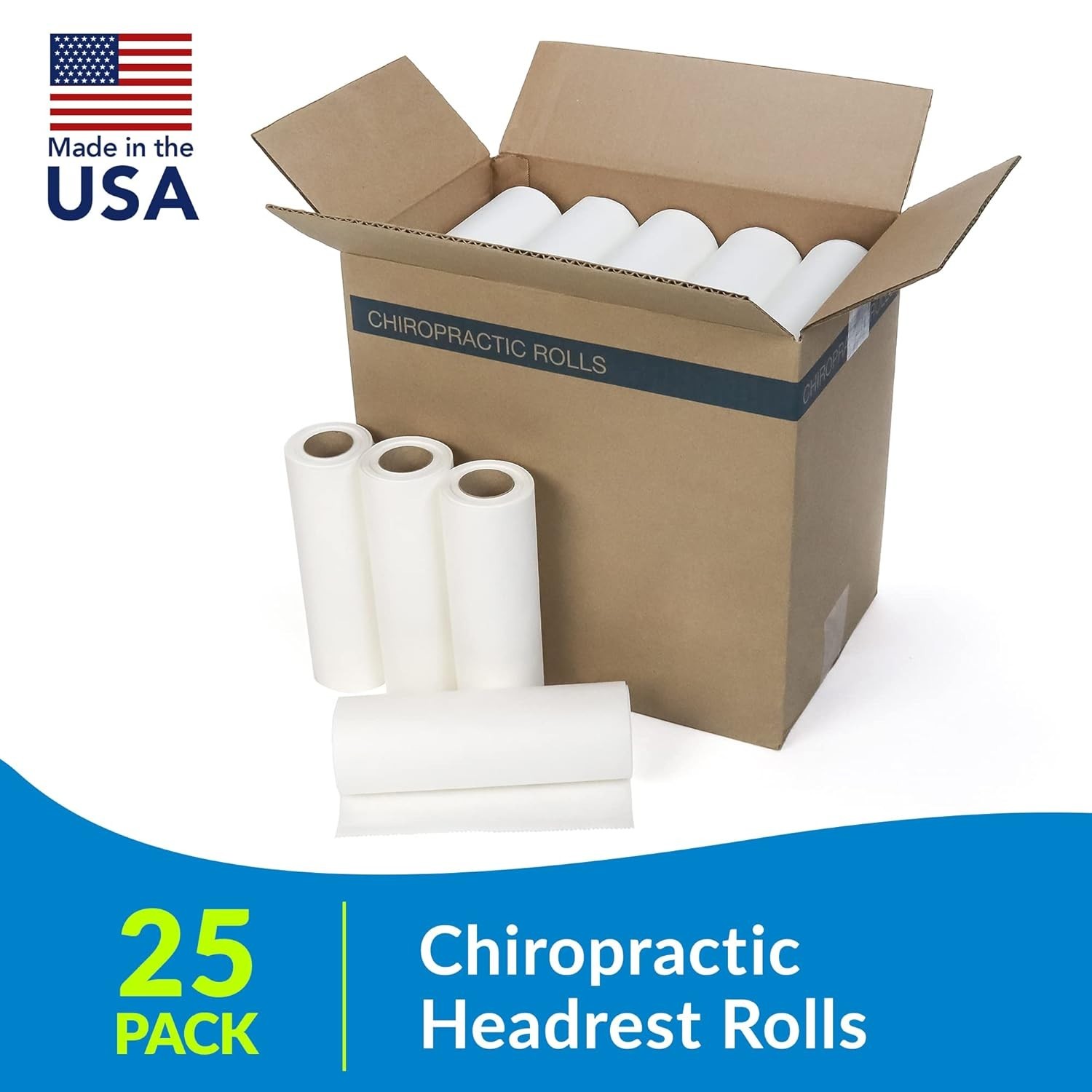 Single Use Chiropractic Headrest Paper Roll White 8.5 Inch x 225 Feet Pack of 25