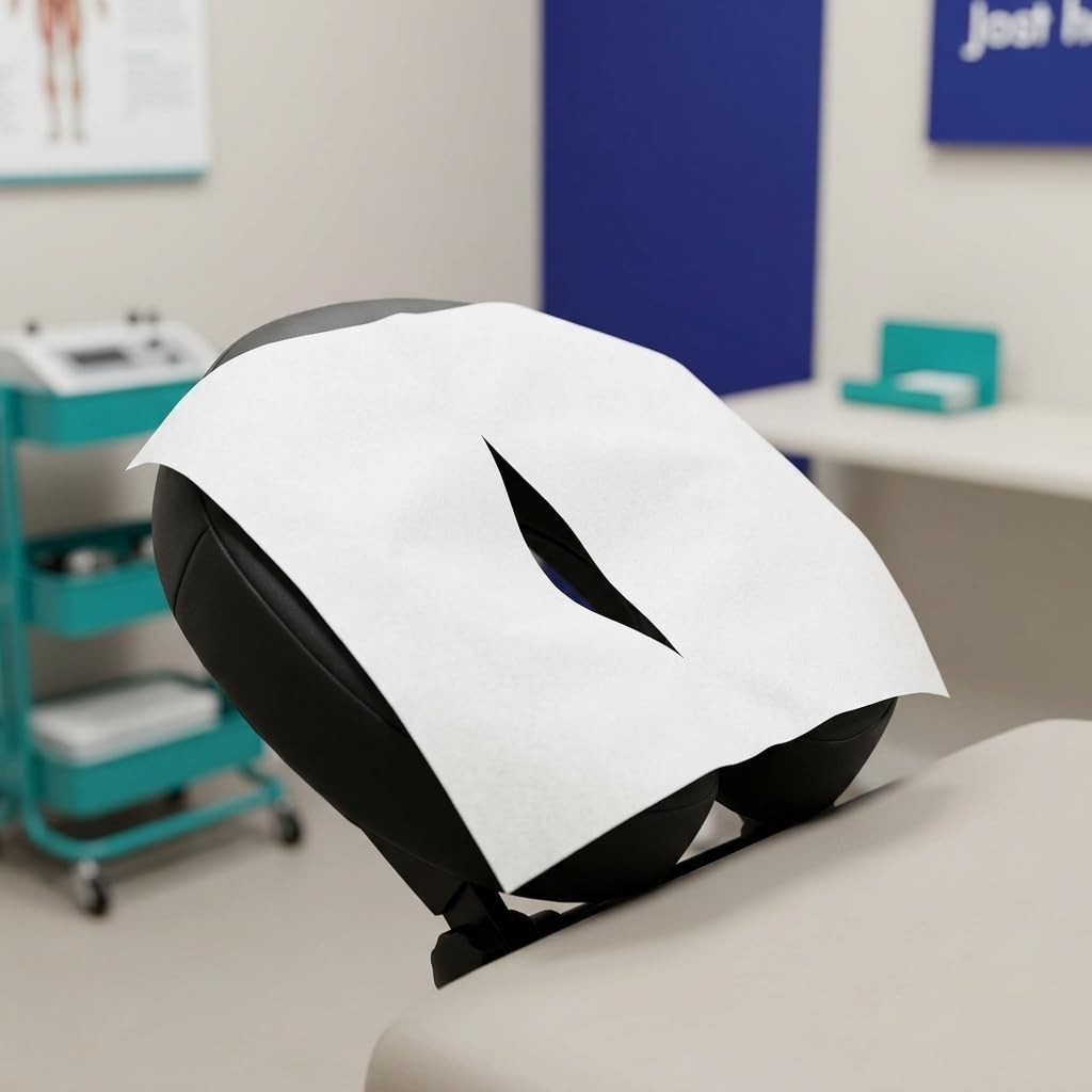 Chiropractic Massage Exam Headrest Sheets 12″x12″ with 7″ Slit – 1,000 Pack