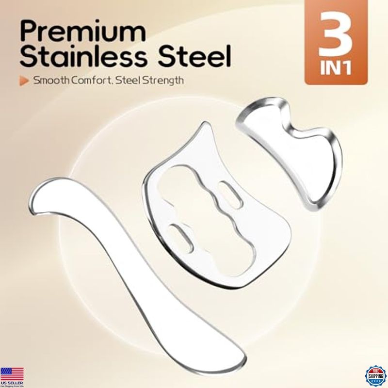 3-in-1 Stainless Steel Muscle Scraper Tool Set – Gua Sha & IASTM Massage Tools