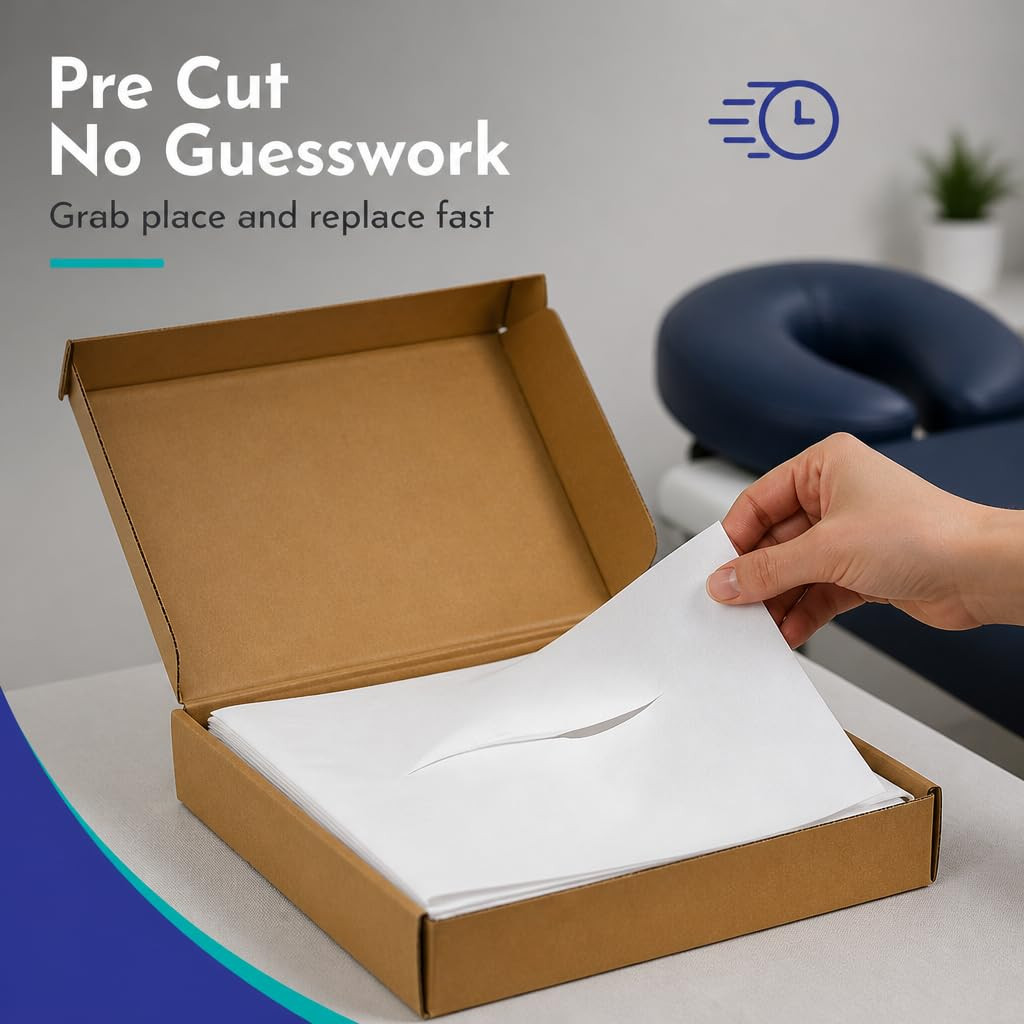 Chiropractic/Massage Exam Headrest Sheets with 7″ Slit 12″ X 12″ 1,000/Case