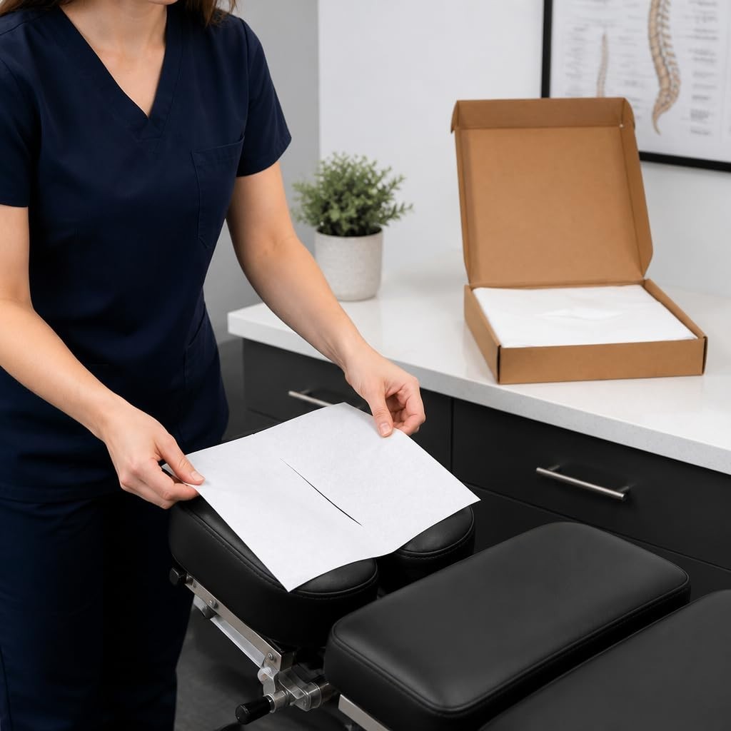 Chiropractic Massage Exam Headrest Sheets 12″x12″ with 7″ Slit – 1,000 Pack