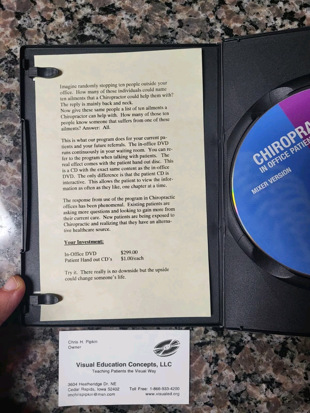 Chiropractor In Office Patient Eduction Straight & Mixer Options CD Rom New