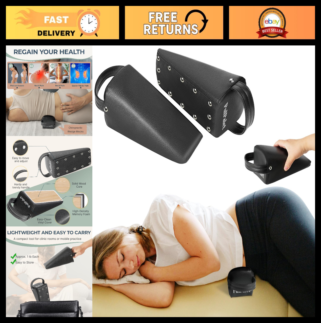 Chiropractic Pelvic Sacral Wedge Blocks | SOT Technique Adjustment, Therapy Set,