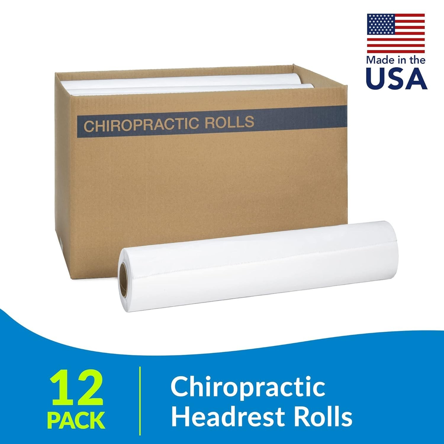 612 Avalon Single-Use Chiropractic Headrest Paper Roll, White, 12” X 125’ (Pack