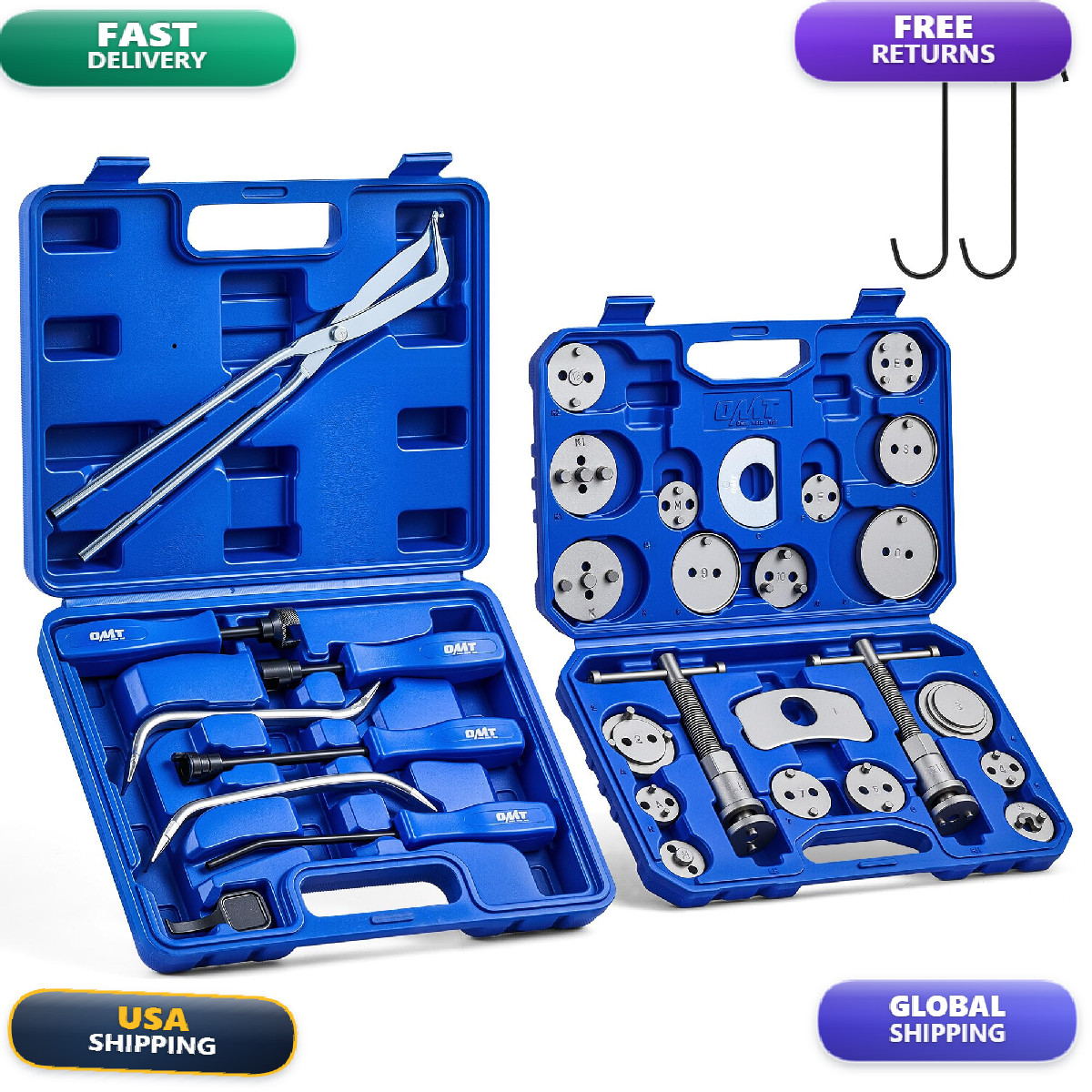 Orion Motor Tech 32Pc Dual Brake Tools 2 In 1 Caliper Compression Tool And Drum