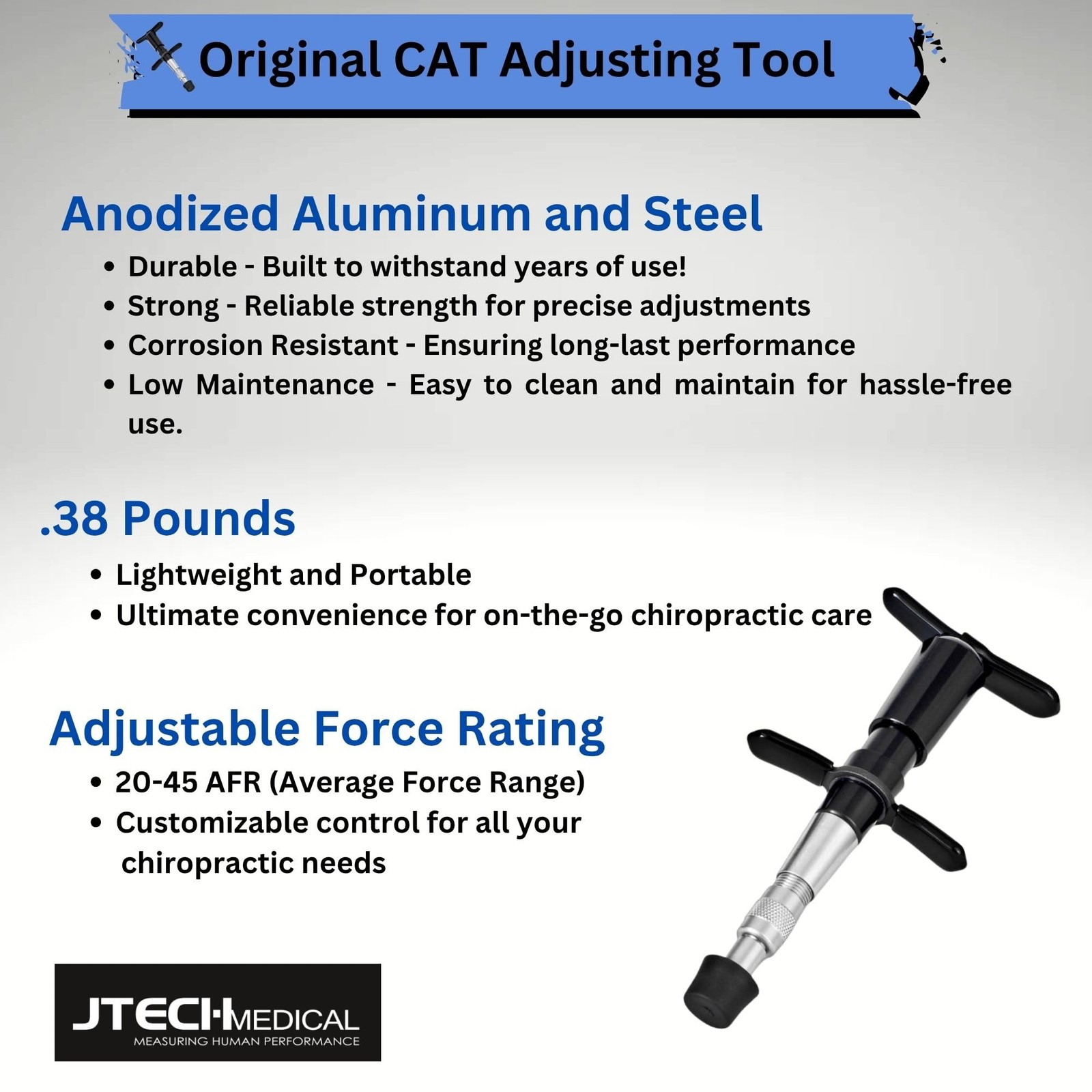 JTECH CAT Original Chiropractic Adjusting Tool, Handheld Spine Correction Too…