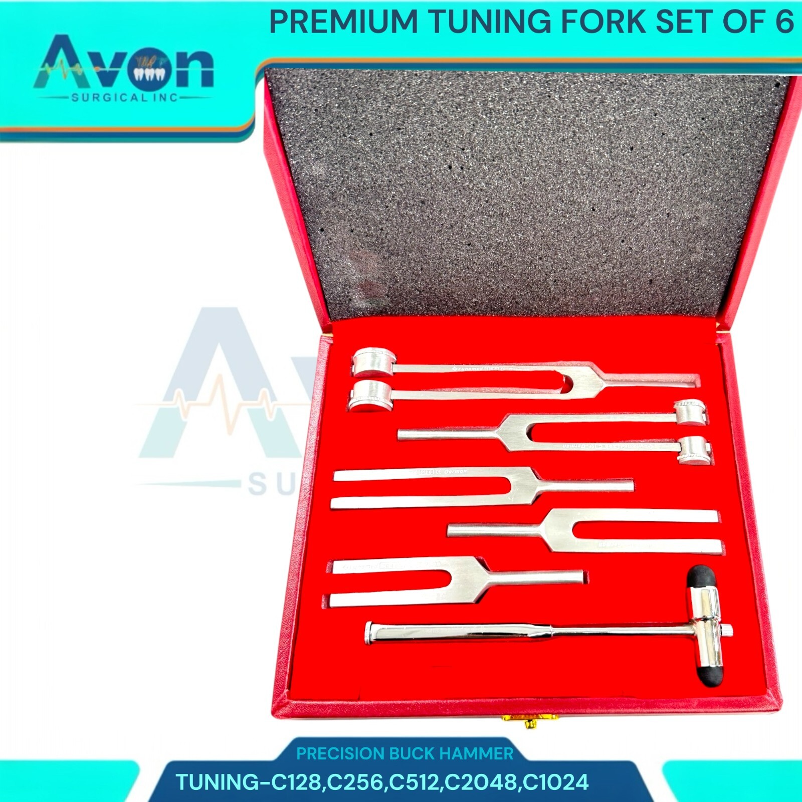 6 Tuning Fork Set Medical Surgical Chiropractic Physical Diagnostic Instruments