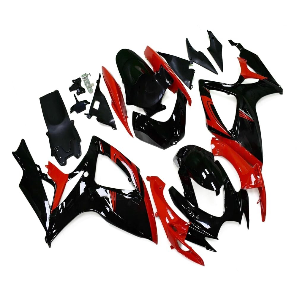 ABS Injection Fairing Body Kit Suzuki GSXR600 750 K6 06 07 Gloss Black Red