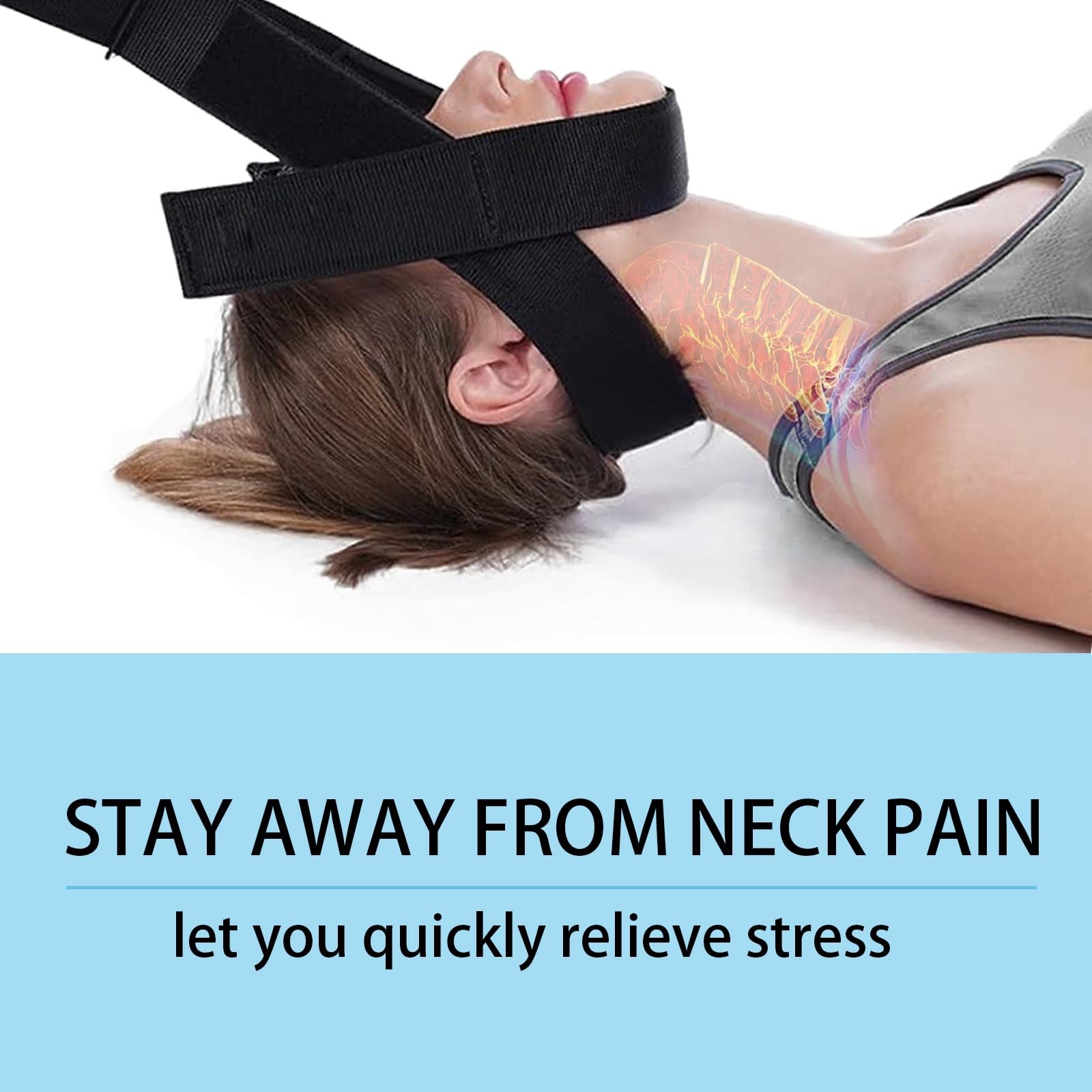 Y Neck Strap Chiropractor Pull Device,Neck Stretcher Strap,Neck Black