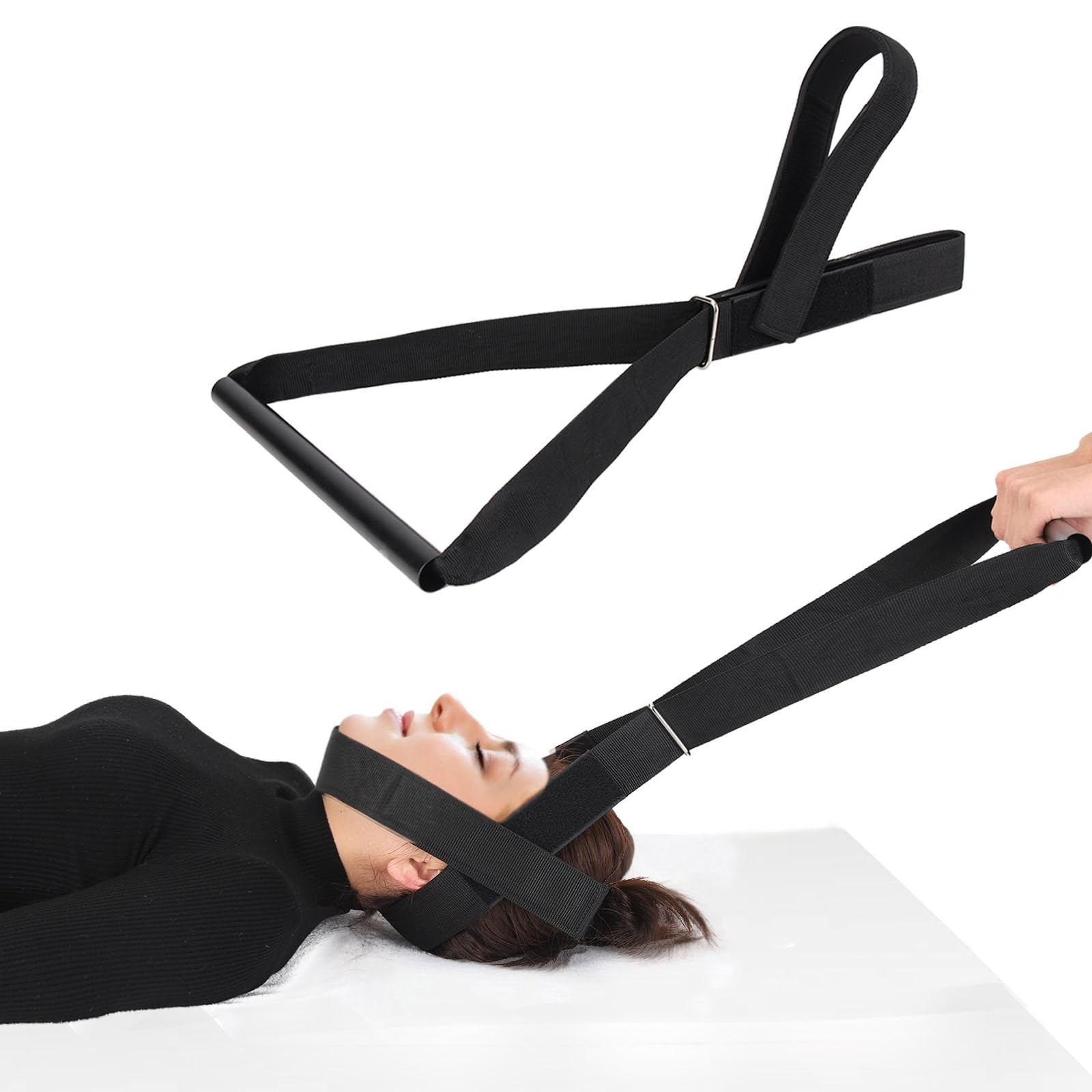 Y Neck Strap Chiropractor Pull Device,Neck Stretcher Strap,Neck Black