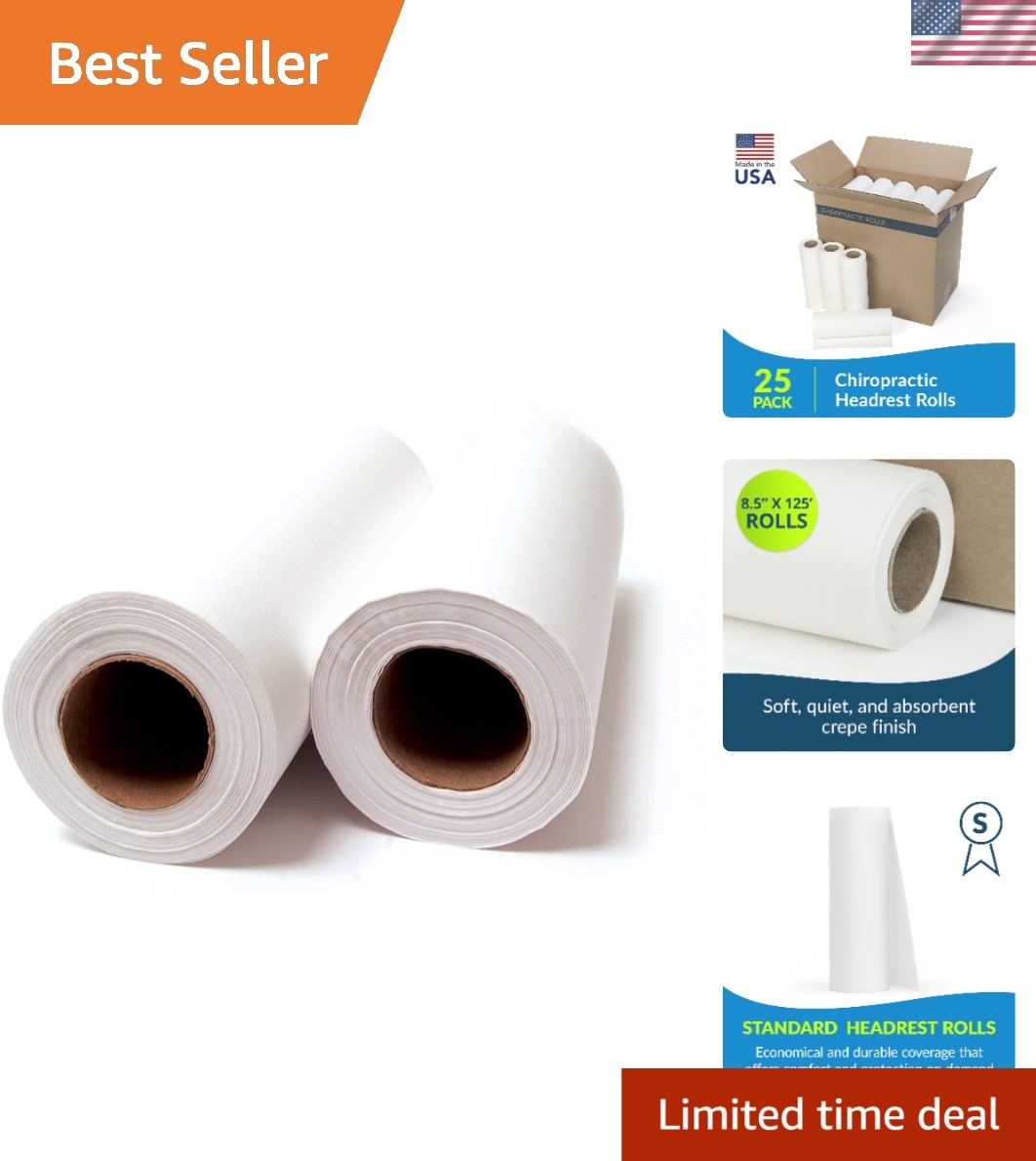 Chiropractic Headrest Paper Roll 8.5 x 125 Feet Pack of 25 Medical Supplies