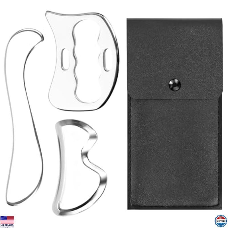 3-in-1 Stainless Steel Muscle Scraper Tool Set – Gua Sha & IASTM Massage Tools