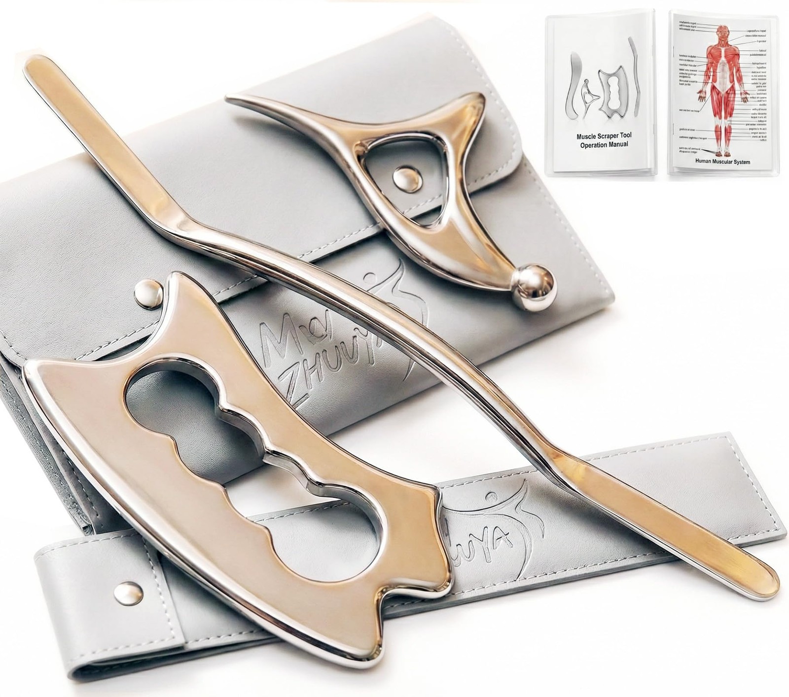 3-in-1 Muscle Scraper Tool Set – Stainless Steel Gua Sha & IASTM Tools 3pcs